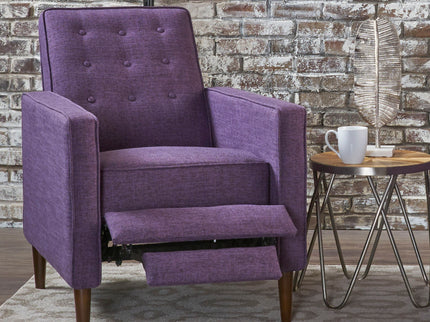 Mid-Century Modern Recliner With Button Tufted Waffle Stitch