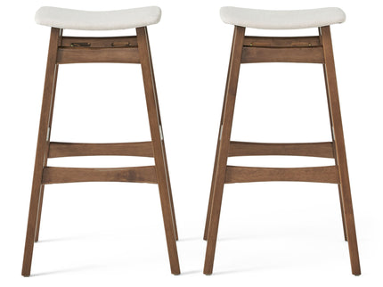 Mid Century Modern Bar Stool Set With Upholstered Seating