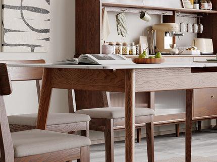 Round Corner Diagonal Leg Telescopic Table For 6 - 8 People To Meet Dining Table