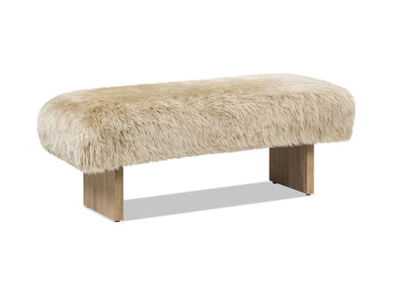 Leda - Sheepskin Fur Rectangular Accent Bench - Natural Blonde
