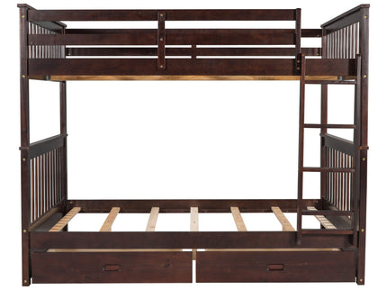 Bunk Bed With Ladders And 2 Storage Drawers