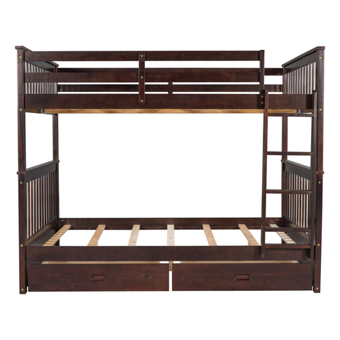 Bunk Bed With Ladders And 2 Storage Drawers