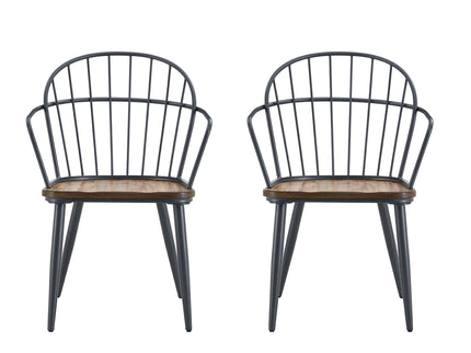 Industrial Inspired Indoor Dining Chair With Metal Legs And Birch (Set of 2) - Black / Natural