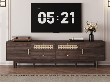 TV Stand With Drawers, Accent Entertainment Center For Living Room - Dark Brown