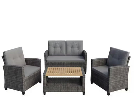 Modern All-Weather Patio Set With Cushions And Table