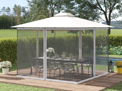 Outsunny - 10' x 13' Replacement Mesh Sidewall Netting For Patio Gazebos And Canopy Tents With Zippers (Sidewall Only) - White