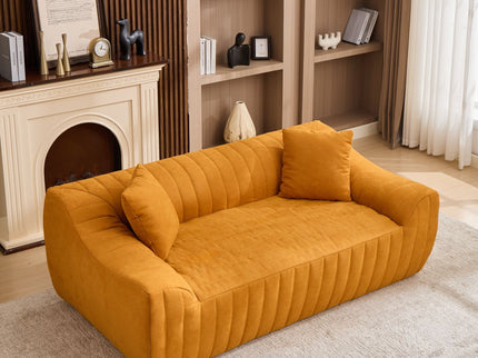 Oversized 2 Seater Loveseat With 2 Decor Throw Pillows, Deep Seat Sofa For Living Rooms