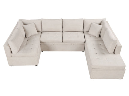 Oversized Sectional Sofa U-Shaped Sofa Couch Pull-Out Sofa Bed With Two Throw Pillows For Living Room