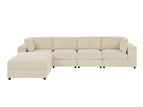 Beige / 3 Pc. Sectional Sofa, 2 Ottomans