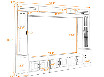 Wall Unit Entertainment Center With Bookshelves For TVs Up To 80"