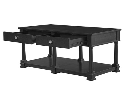 Coffee Table With 2 Storage Drawers & Lower Open Shelf