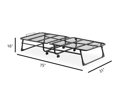 Folding Rollaway Bed With 4" Twin Mattress - White