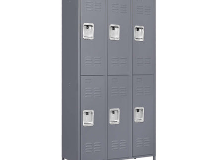 6 Door Lockers With Lock For Employees, Storage Cabinet For Home, Gym, Office, School, Garage - Gray
