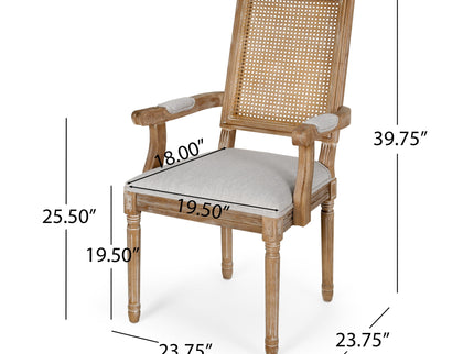 Elegant French Country Style Dining Chair With Cane Backrest