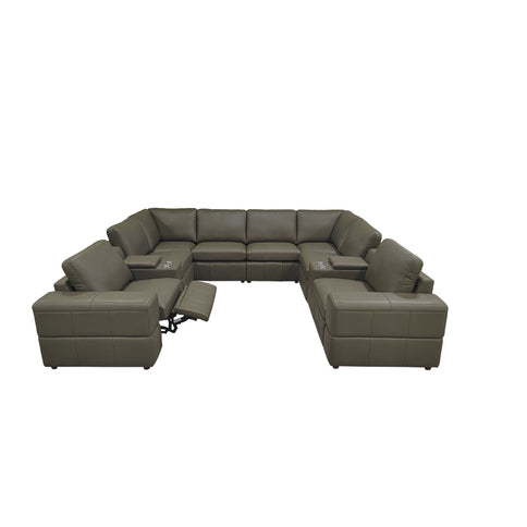 Upholstered Large Arms Sectional With Recliner Seats