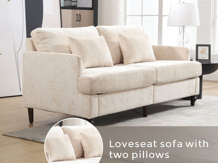 Mid Century Modern Fabric Loveseat Sofa, 2 Seat Upholstered Couch