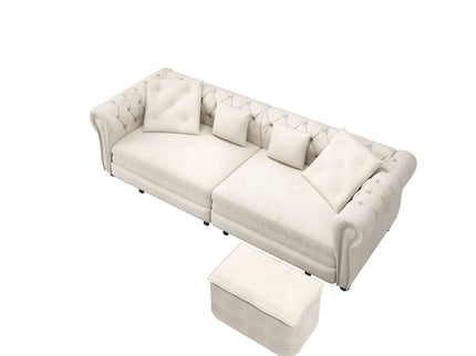 3 In 1 Convertible Sleeper Sofa Bed With Movable Ottoman