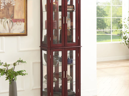Curio Cabinet Lighted Curio Diapaly Cabinet With Adjustable Shelves And Mirrored Back Panel, Tempered Glass Doors (6 Tier), (E26 Light Bulb Not Included)