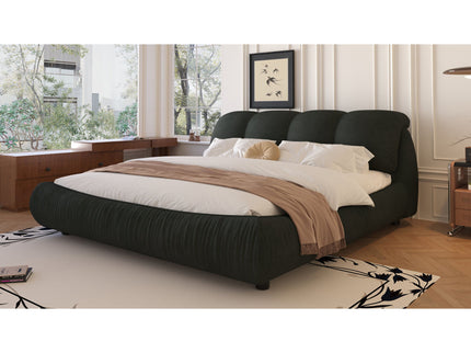 Luxury Upholstered Platform Bed With Oversized Padded Backrest And Solid Wood Frame