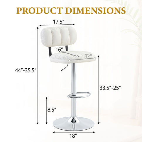 Adjustable Height Bar Stools With Footrest For Kitchen Island (Set of 2)