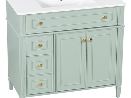 Bathroom Vanity With Sink, 3 Drawers & 2 Doors