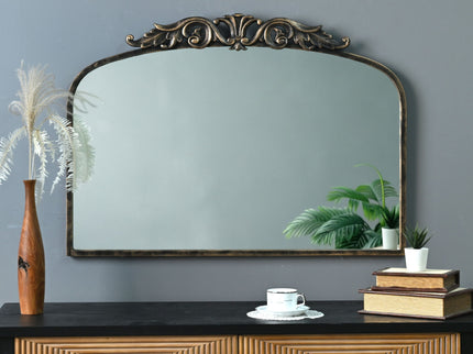 Handmade Arched Mirror, Ornate Baroque For Entryway - Antique Bronze