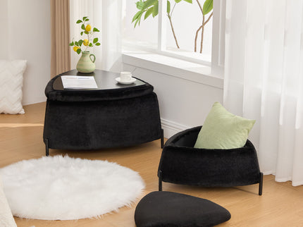 Upholstered Storage Ottoman Set With Reversible Lid