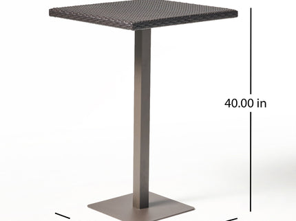 Outdoor Square Rattan Bar Table With Iron Frame - Multi Brown