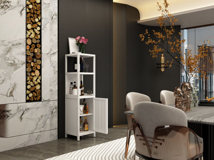Storage Cabinet With Tall Tower, Multifunctional For Bathroom