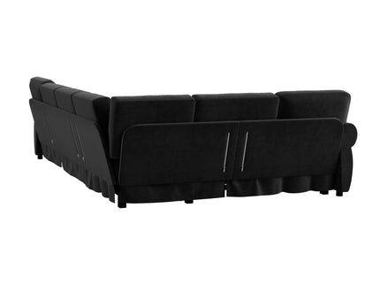 L-Shaped Sofa Couch With Pull Out Bed With Nailhead Trim & Rolled Arm