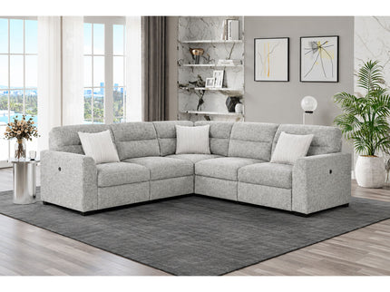 Emiliano - Sectional Sofa With 3 Pillows - Nickel