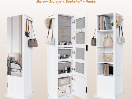 360° Rotating Makeup Cabinet With Full Length Mirror