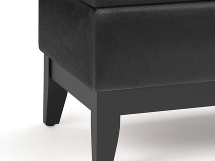 Oregon - Storage Ottoman Bench With Tray - Distressed Black