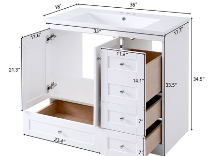 Shaker Free Standing Bathroom Vanity Cabinet With Sink, Soft Close Drawers, Soft Close Doors