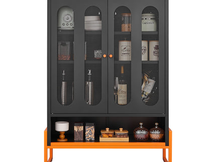 Modern Metal Shoe Cabinet With DoublebSided Doors And Adjustable Partitions