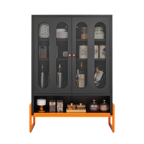 Modern Metal Shoe Cabinet With DoublebSided Doors And Adjustable Partitions