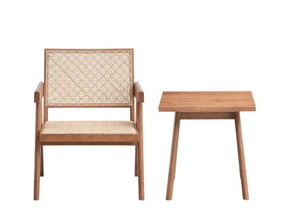 Armchair And Matching Square End Table, 2 Piece Living Room Set - Natural