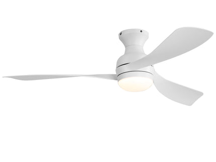 52" Low Profile Ceiling Fan With Lights, Quiet Reversible DC Motor, Dimmable LED, 3 Blades - White