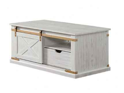 Coffee Table With Storage Drawer And Open Shelves - Antique White / Gold