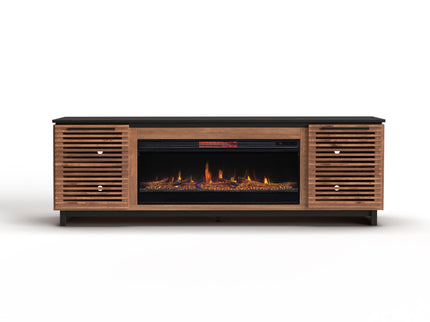 Fireplace TV Stand Console For TVs Up To 100" - Black / Bourbon