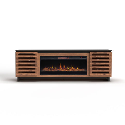 Fireplace TV Stand Console For TVs Up To 100" - Black / Bourbon