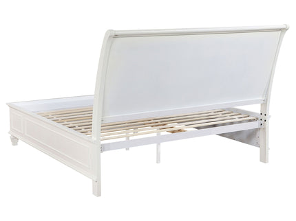 Dennis - Eastern King Storage Panel Bed With Carved Headboard And Built In Drawers - Cream White