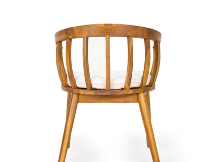 Klismos - Dining Armchair (Set of 2) - Teak / Beige