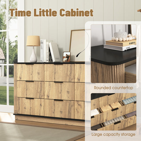 Modern 9 Drawer Cabinet With Metal Rounded Corners Multi Functional Storage - Black