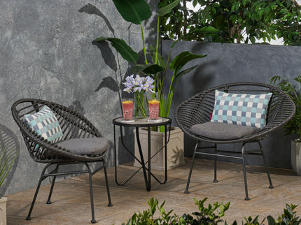 Cordella - Outdoor Woven Wicker Chairs With Cushions, (Set of 2)