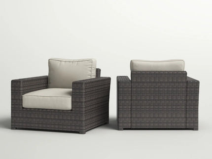 Outdoor Armchairs With Cushions (Set of 2) - Espresso / Gray