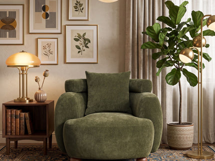 Clubchair, Bucket Chair, Decorative Sofa With Pillow, For Living Roon - Olive Green