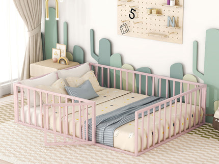 Metal Floor Bed Frame With Fence And Door