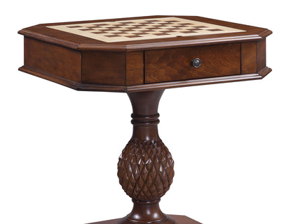 Bishop - Reversible Chess Checker Game Table With Game Tray (Chess Fingures Not Included) - Cherry