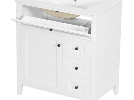 Bathroom Vanity With Sink, 3 Drawers And Adjustable Shelf